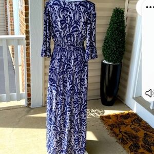 Seven Islands  Blue and White Maxi Dress. Size M